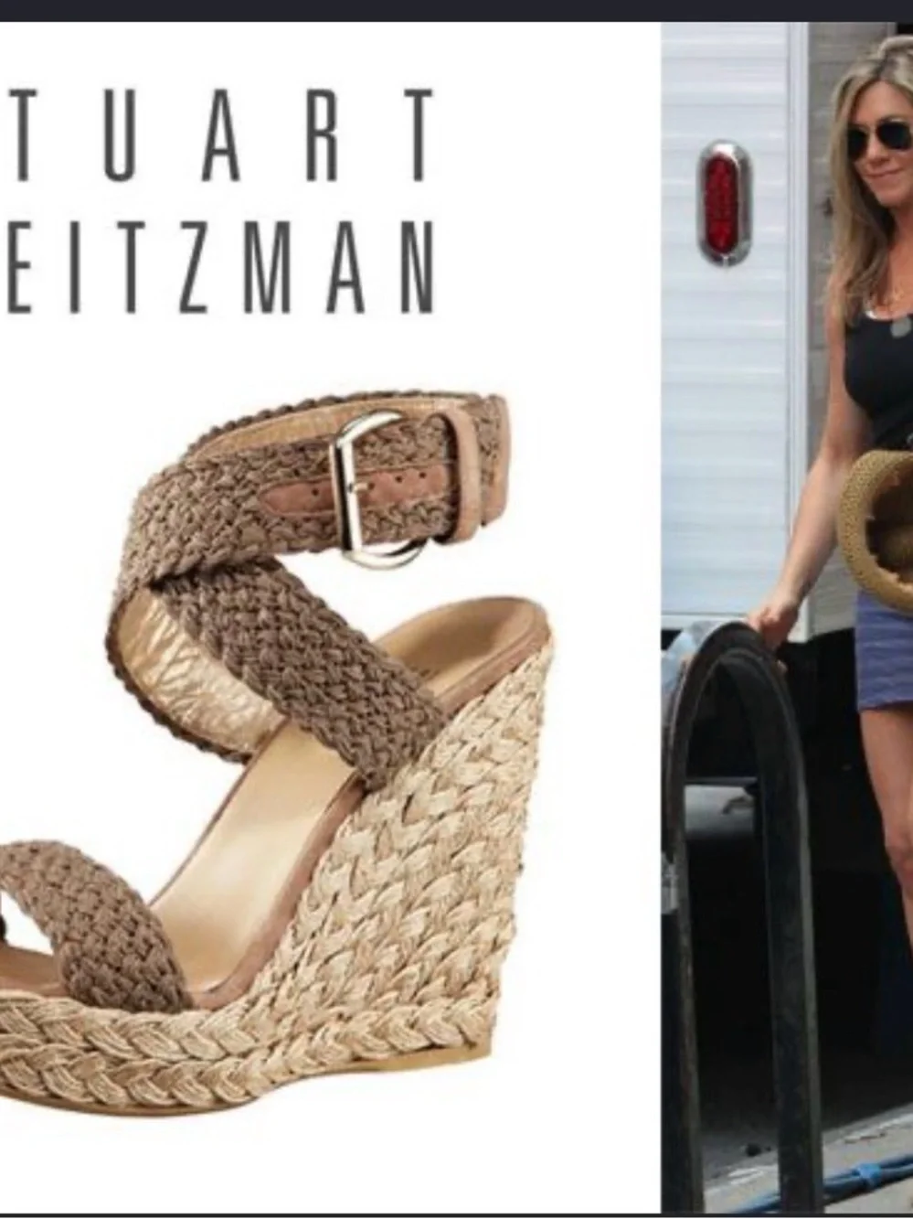 Stuart Weitzman Brown Braided Leather Espadrille Wedges - Picture 3 of 4